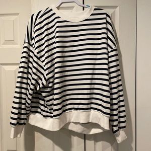 NWT Black White Striped Crewneck